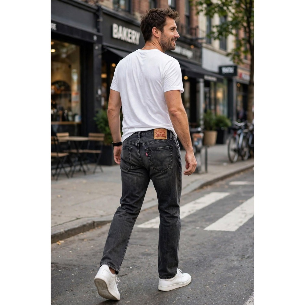 Levi's Mens 36x30 505 Straight Fit Jeans Faded Black Denim Casual Classic